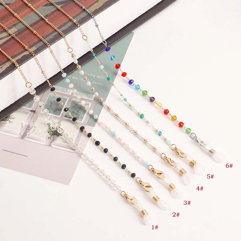 Mask Chain Holder - New Fashion Colorful Crystal Glasses Chain