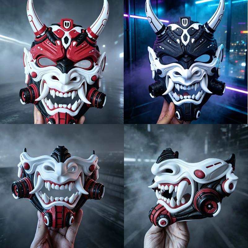 New Generic Cyberpunk Oni Demo - đánh giá và giá Black Face Mask Pack