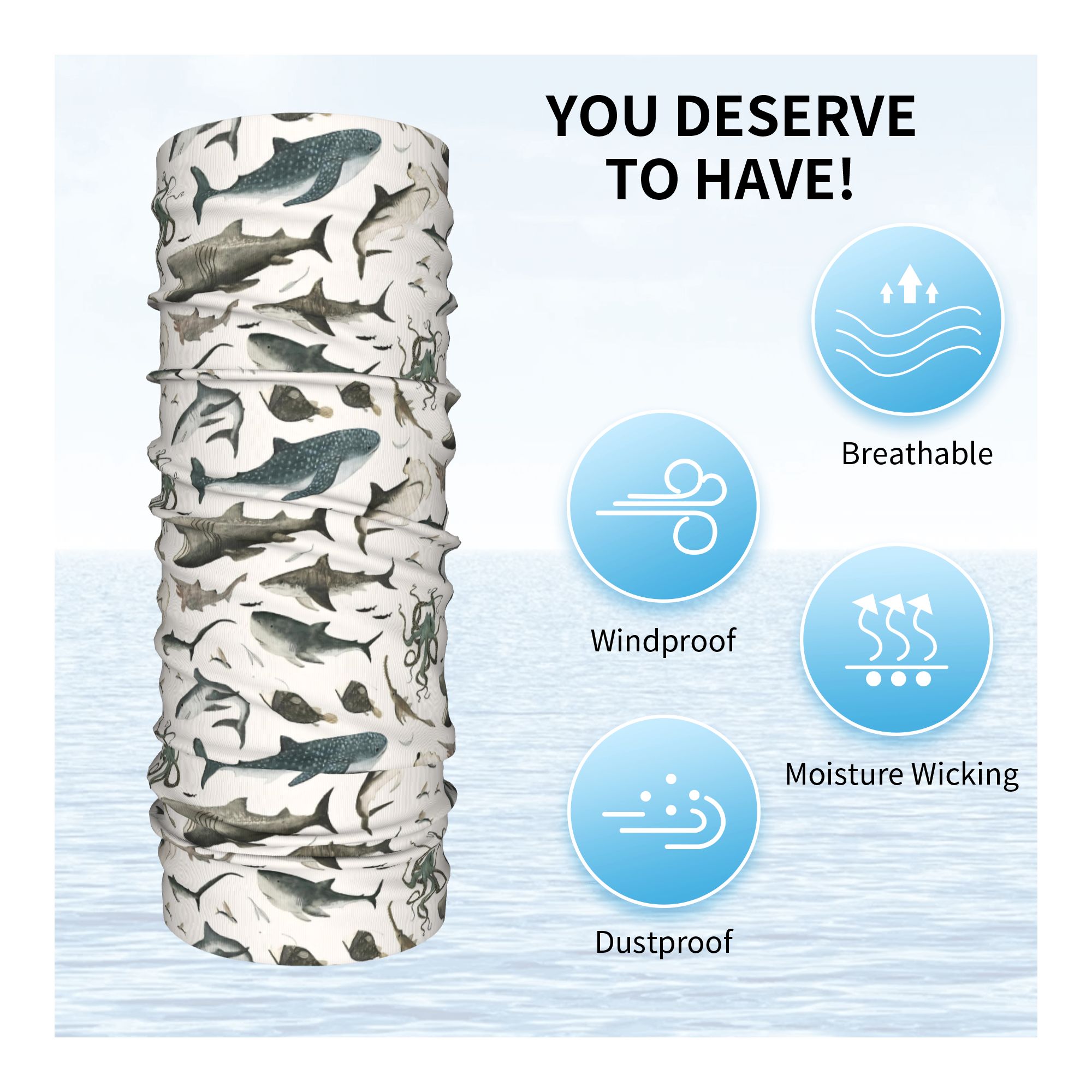 Shark Ocean Animal Sharks Band - đánh giá và giá Neck Gaiter Face Cover